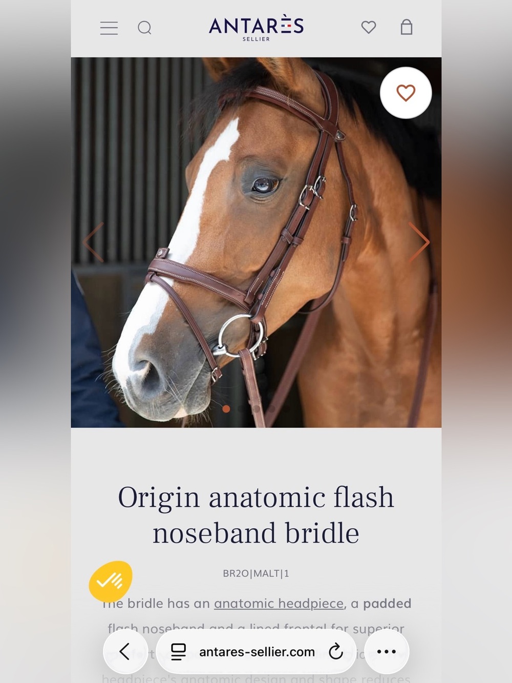 NWT Antares Origin anatomic flash noseband bridle, size 2 (horse/full), brown